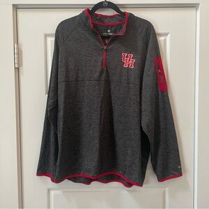 University of Houston Men's Red and Gray Men's Long Sleeve Quarter-Zip Size XL